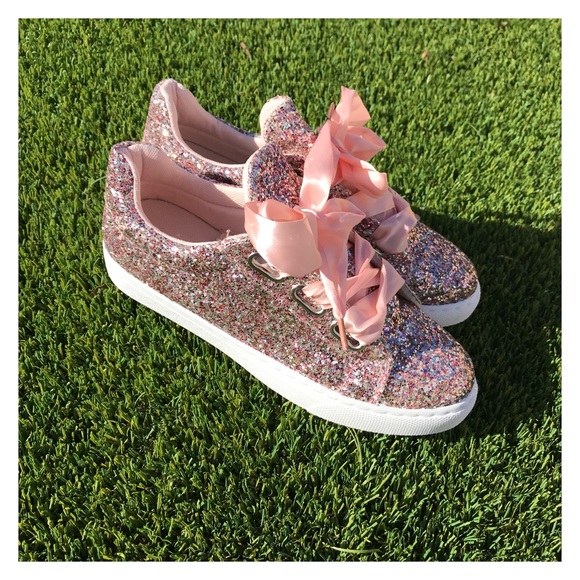 New Arrival- Rose Gold Glitter Sneakers - Picture 7 of 7